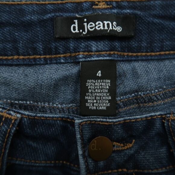 D. Jeans Women's Size 4 Blue Mid-Rise Cuffed Straight Denim Pants 26" Inseam - Picture 7 of 13